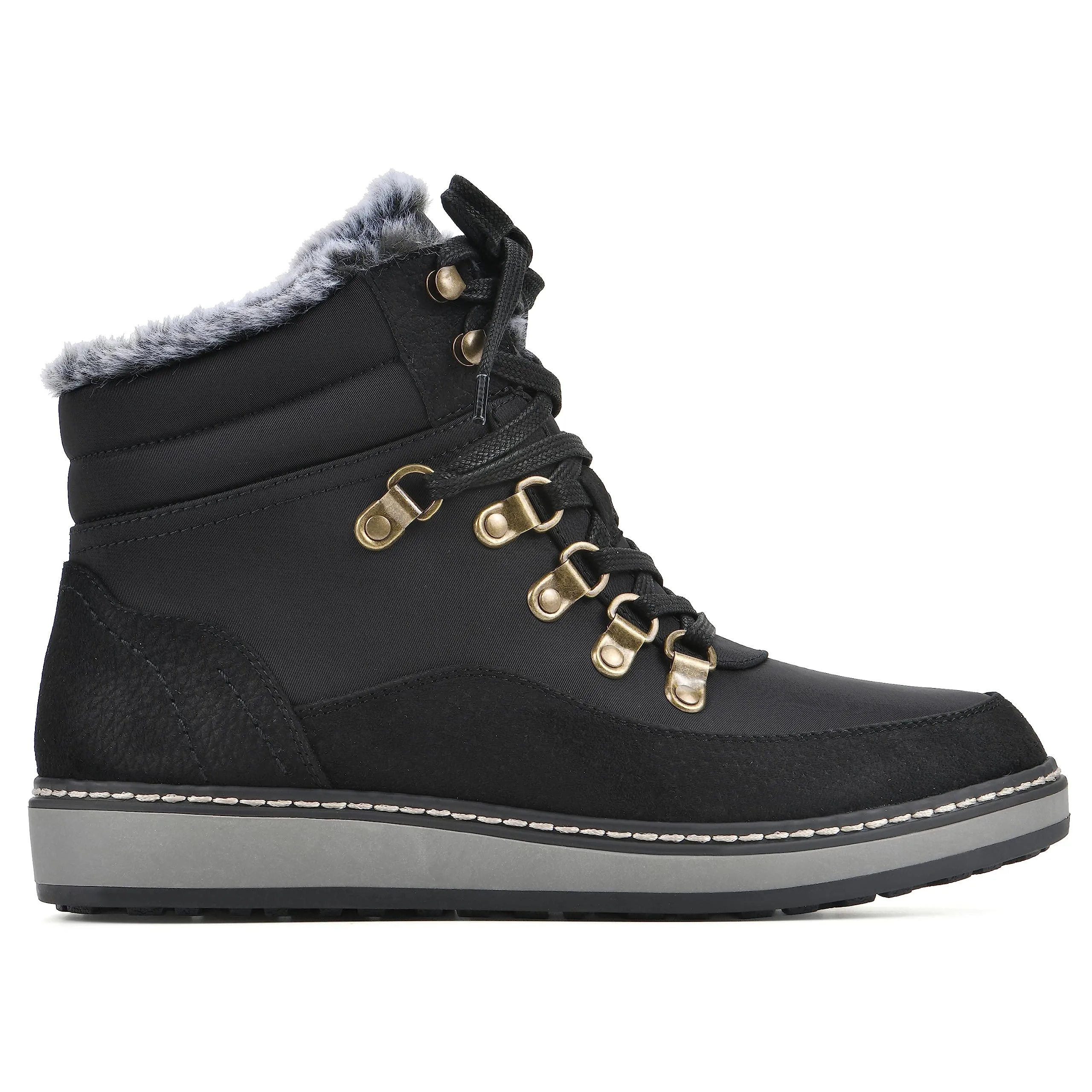 WHITE MOUNTAIN Women's Shoes Tamasha Lace-Up Hiker Bootie, Black/Fabric, 9.5 M