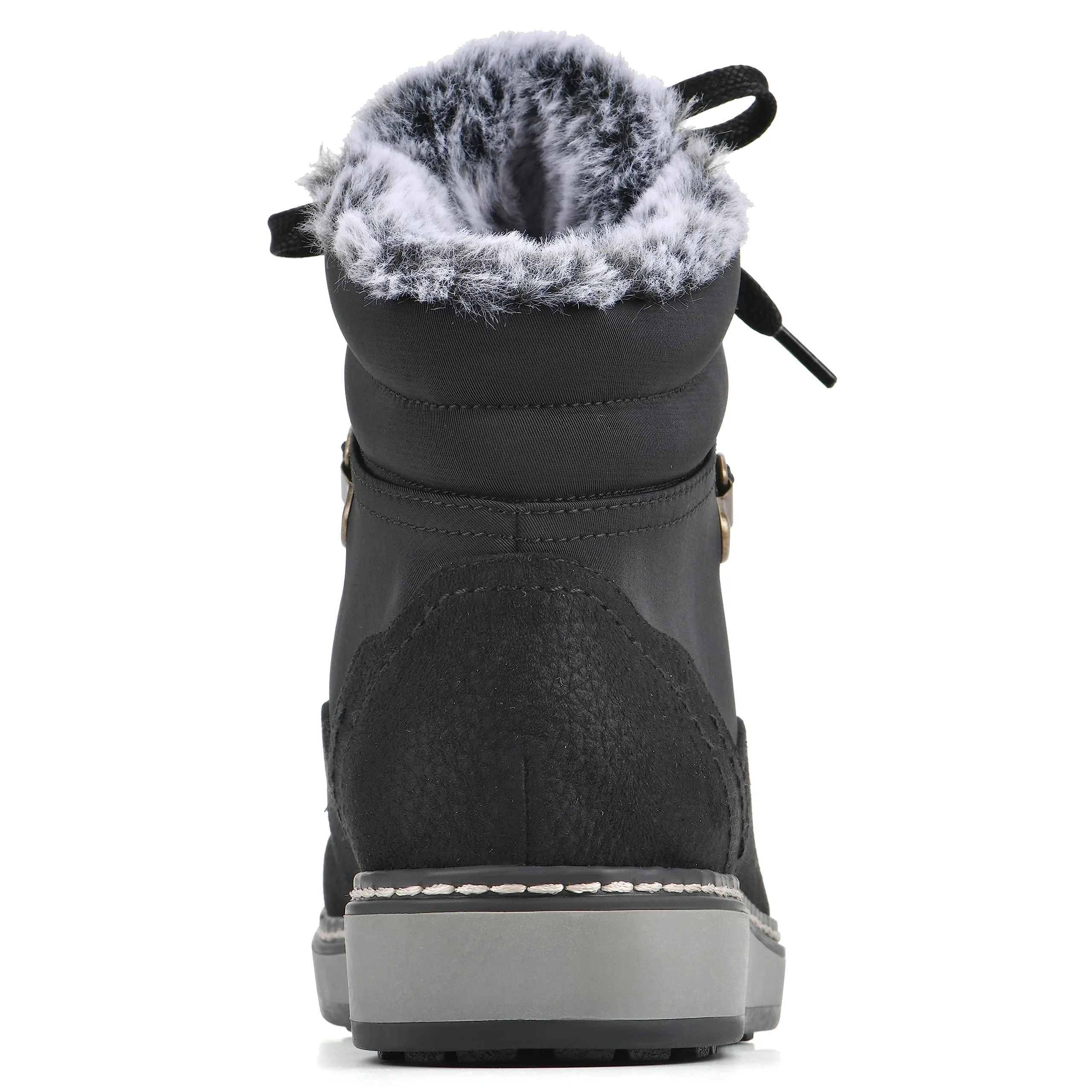 WHITE MOUNTAIN Women's Shoes Tamasha Lace-Up Hiker Bootie, Black/Fabric, 9.5 M