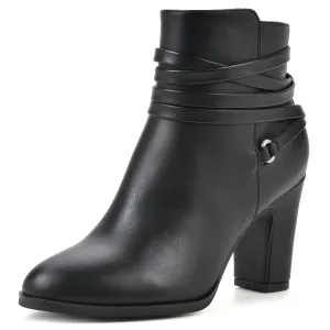 WHITE MOUNTAIN Women's Shoes Teaser Block Heel Bootie, Black/Smooth, 6.5 M