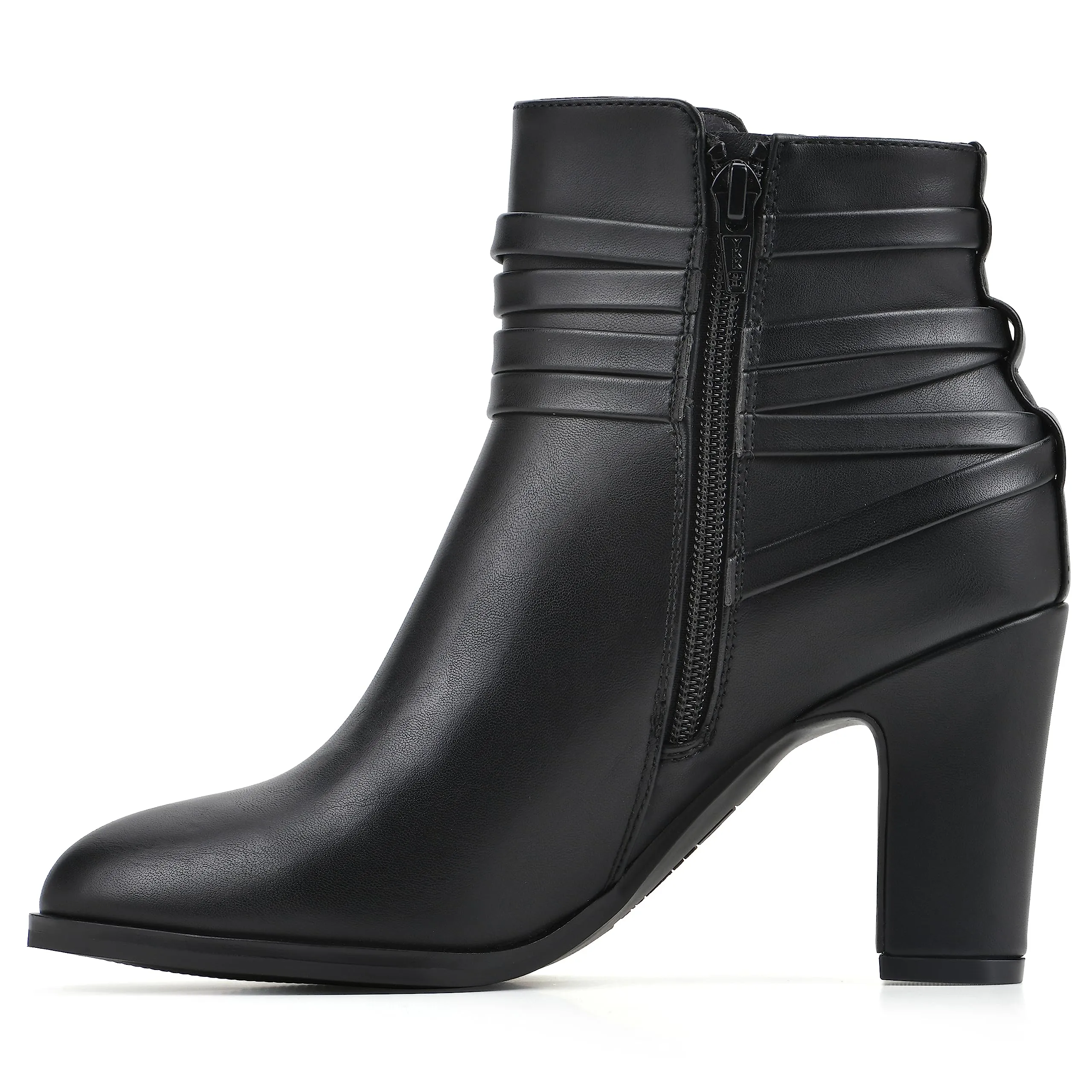 WHITE MOUNTAIN Women's Shoes Teaser Block Heel Bootie, Black/Smooth, 8 M