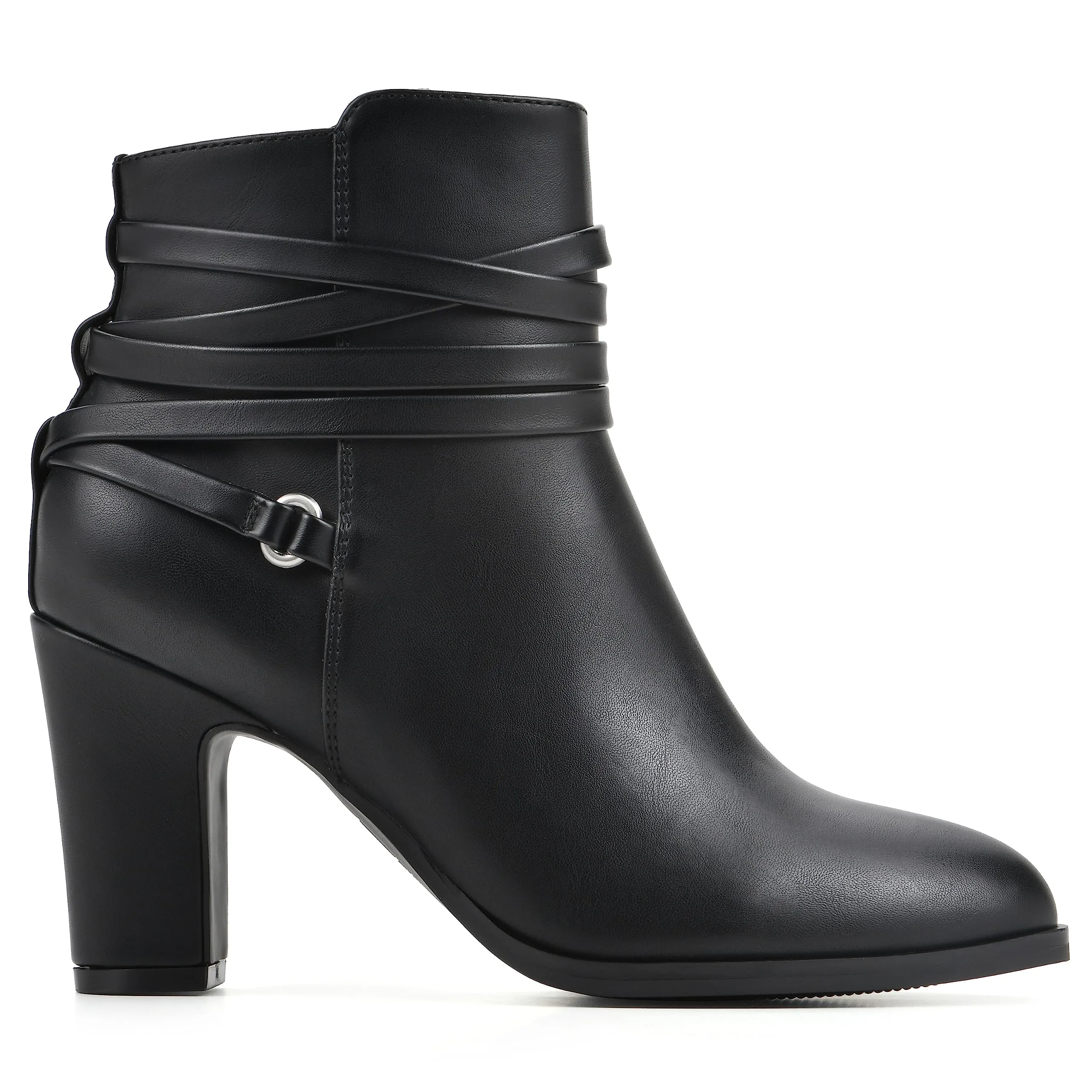 WHITE MOUNTAIN Women's Shoes Teaser Block Heel Bootie, Black/Smooth, 8 M