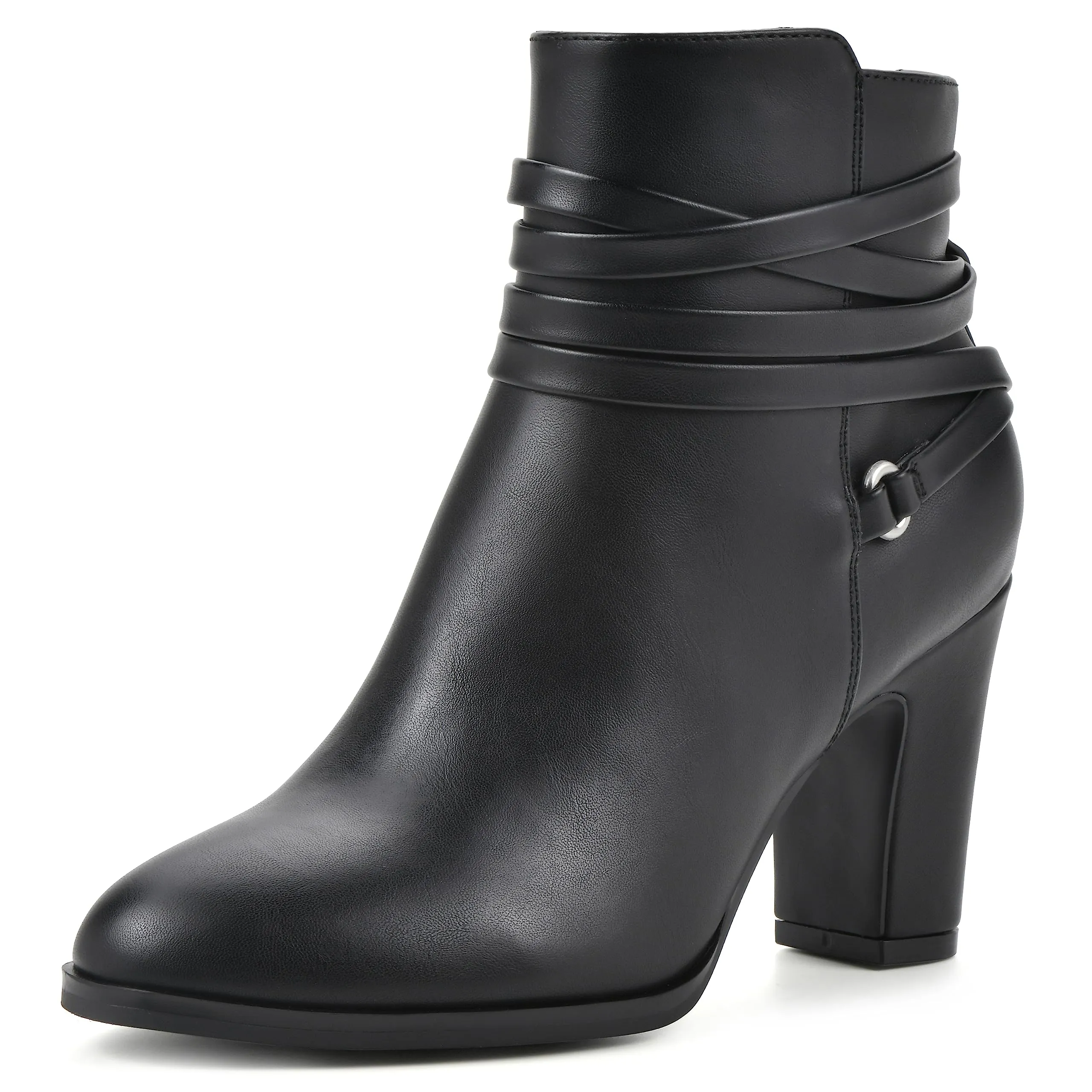 WHITE MOUNTAIN Women's Shoes Teaser Block Heel Bootie, Black/Smooth, 8 M