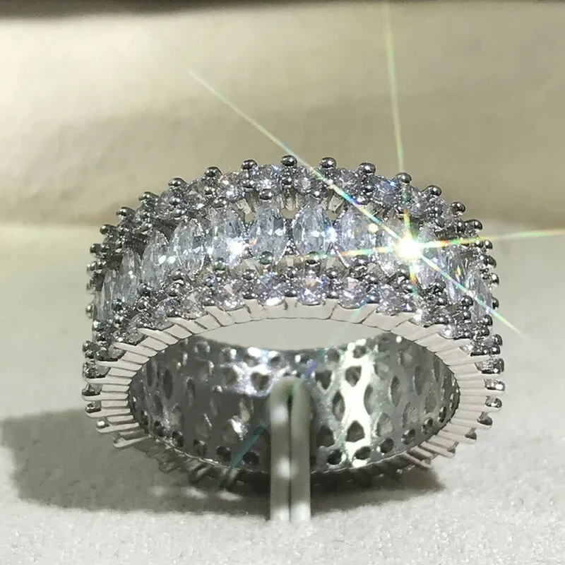 White Sapphire Gemstone Ring 925 Sterling Silver Engagement Jewelry