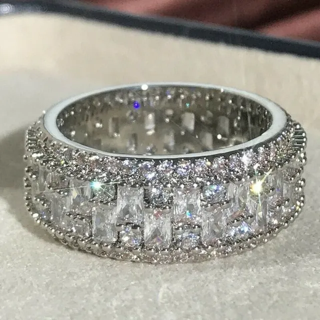 White Sapphire Gemstone Ring 925 Sterling Silver Engagement Jewelry