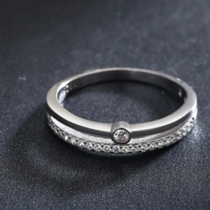 White Zircon Gemstone Ring For Women Silver Jewelry