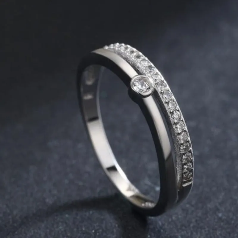 White Zircon Gemstone Ring For Women Silver Jewelry