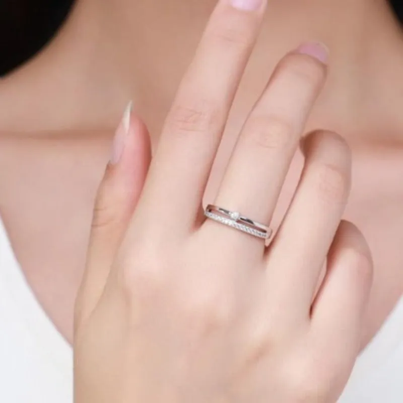 White Zircon Gemstone Ring For Women Silver Jewelry