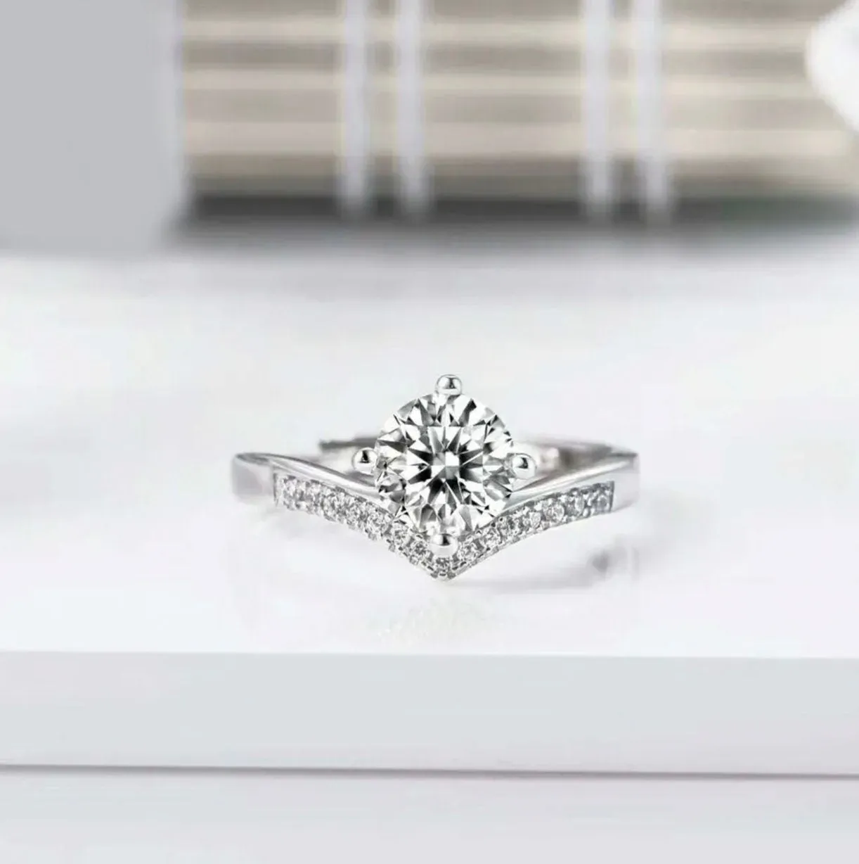 Wishbone Engagement Ring | Moissanite Engagement Ring | Womens Engagement Ring | Womens Wedding Ring | Moissanite Ring | Moissanite Rings