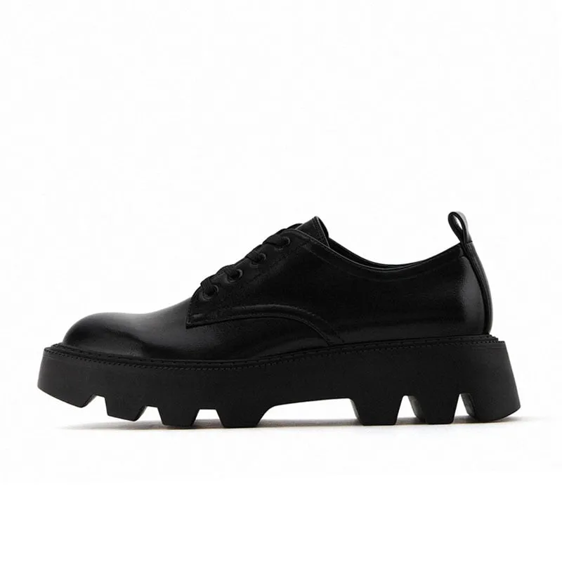 Women Flat Shoes Platform Thick Bottom Lace Up