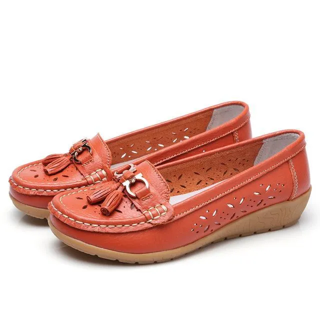 Women Genuine Leather Shoes Plus Size 35-43 Loafers