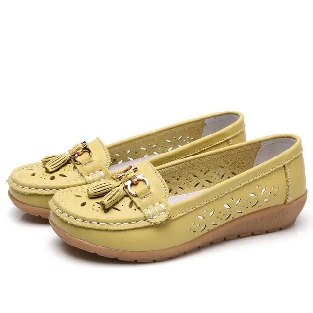 Women Genuine Leather Shoes Plus Size 35-43 Loafers