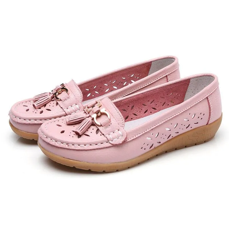 Women Genuine Leather Shoes Plus Size 35-43 Loafers