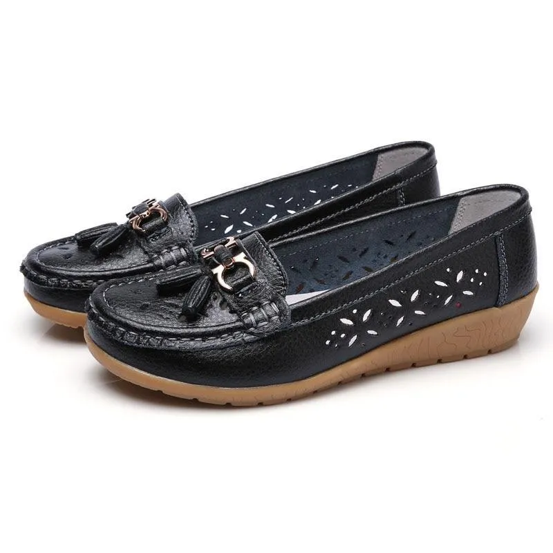 Women Genuine Leather Shoes Plus Size 35-43 Loafers