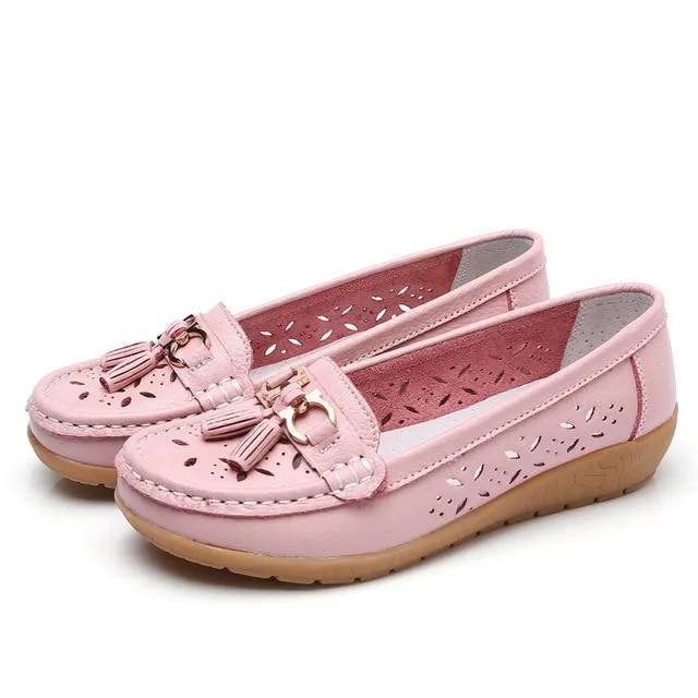 Women Genuine Leather Shoes Plus Size 35-43 Loafers