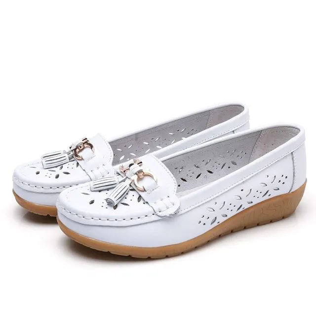 Women Genuine Leather Shoes Plus Size 35-43 Loafers