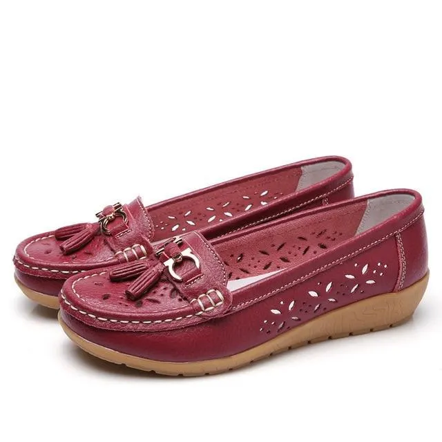 Women Genuine Leather Shoes Plus Size 35-43 Loafers