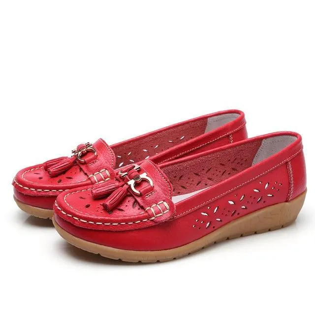 Women Genuine Leather Shoes Plus Size 35-43 Loafers