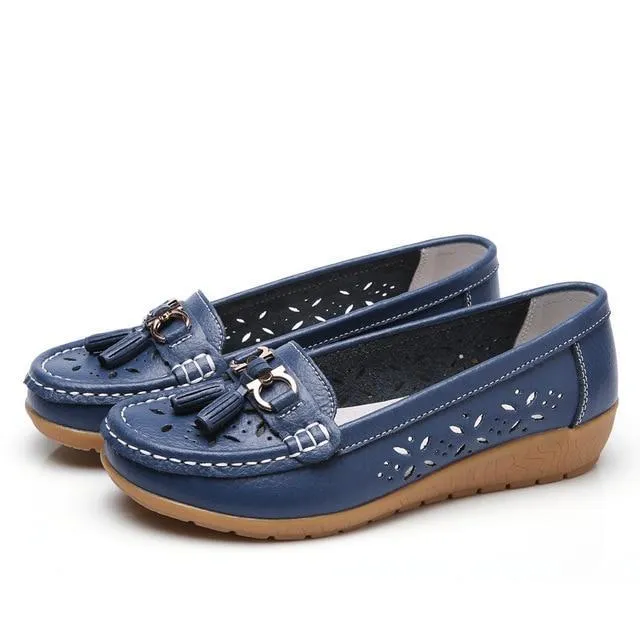Women Genuine Leather Shoes Plus Size 35-43 Loafers