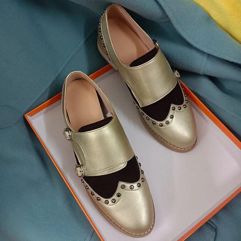 Women Leather Summer Platform Sneakers Flat Oxford