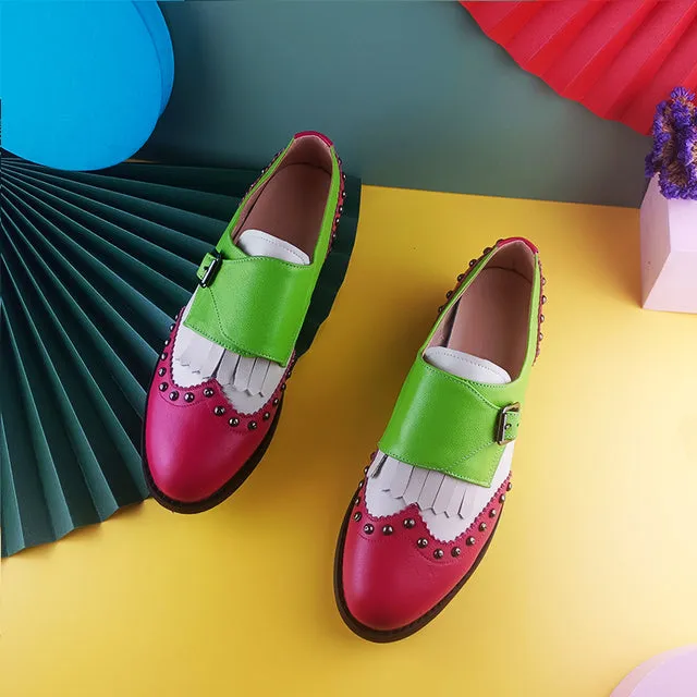 Women Leather Summer Platform Sneakers Flat Oxford