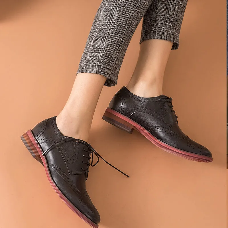 Women Leather Summer Platform Sneakers Flat  Vintage