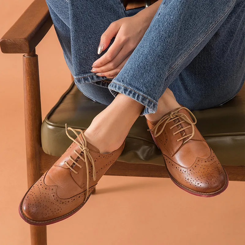 Women Leather Summer Platform Sneakers Flat  Vintage