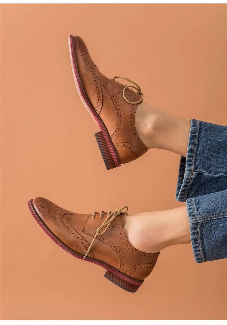Women Leather Summer Platform Sneakers Flat  Vintage