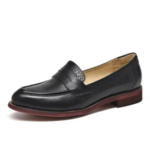 Women Platform Sneakers Flat Casual Black Oxford