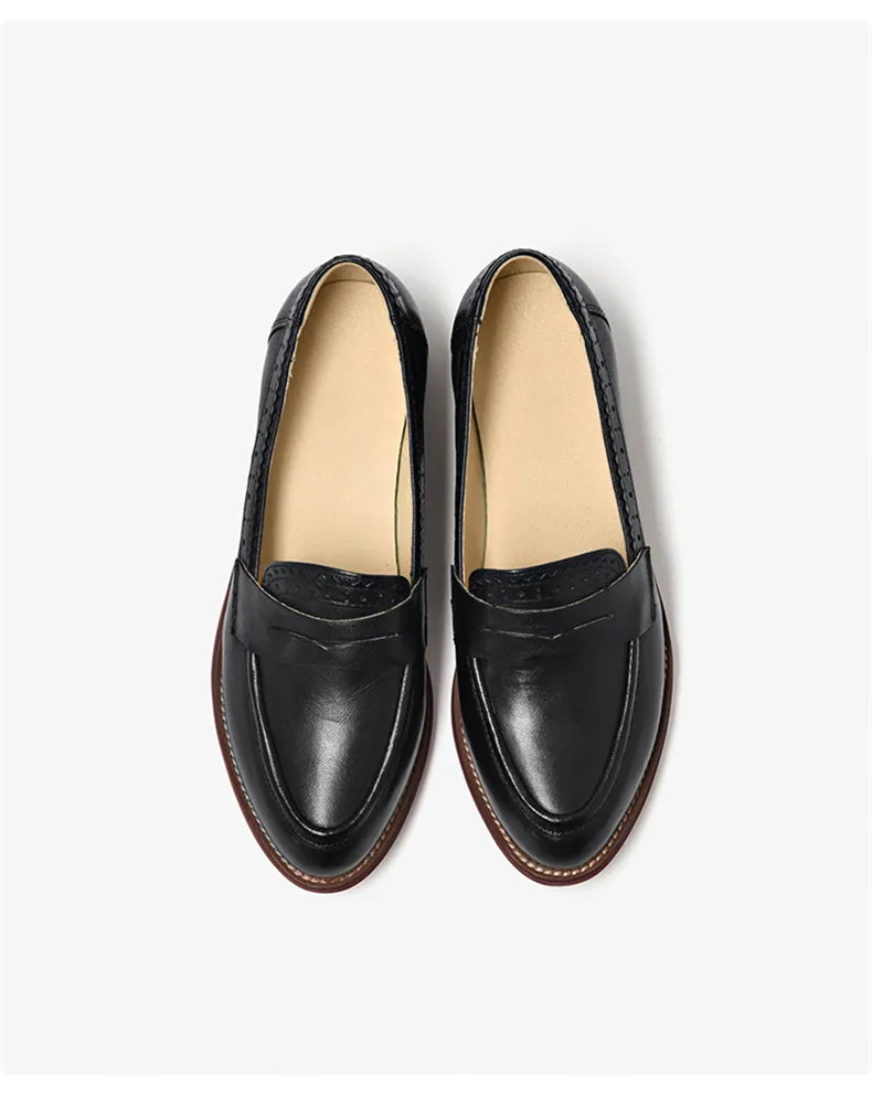 Women Platform Sneakers Flat Casual Black Oxford