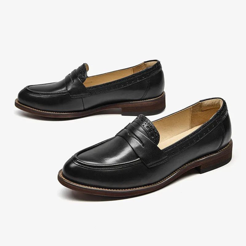 Women Platform Sneakers Flat Casual Black Oxford