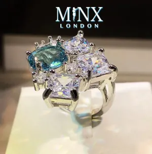 Womens Big Diamond Ring | Womens Statement Ring |  Aquamarine Diamond Ring | Blue Diamond Ring | Blue Tourmaline Ring | Blue Gemstone