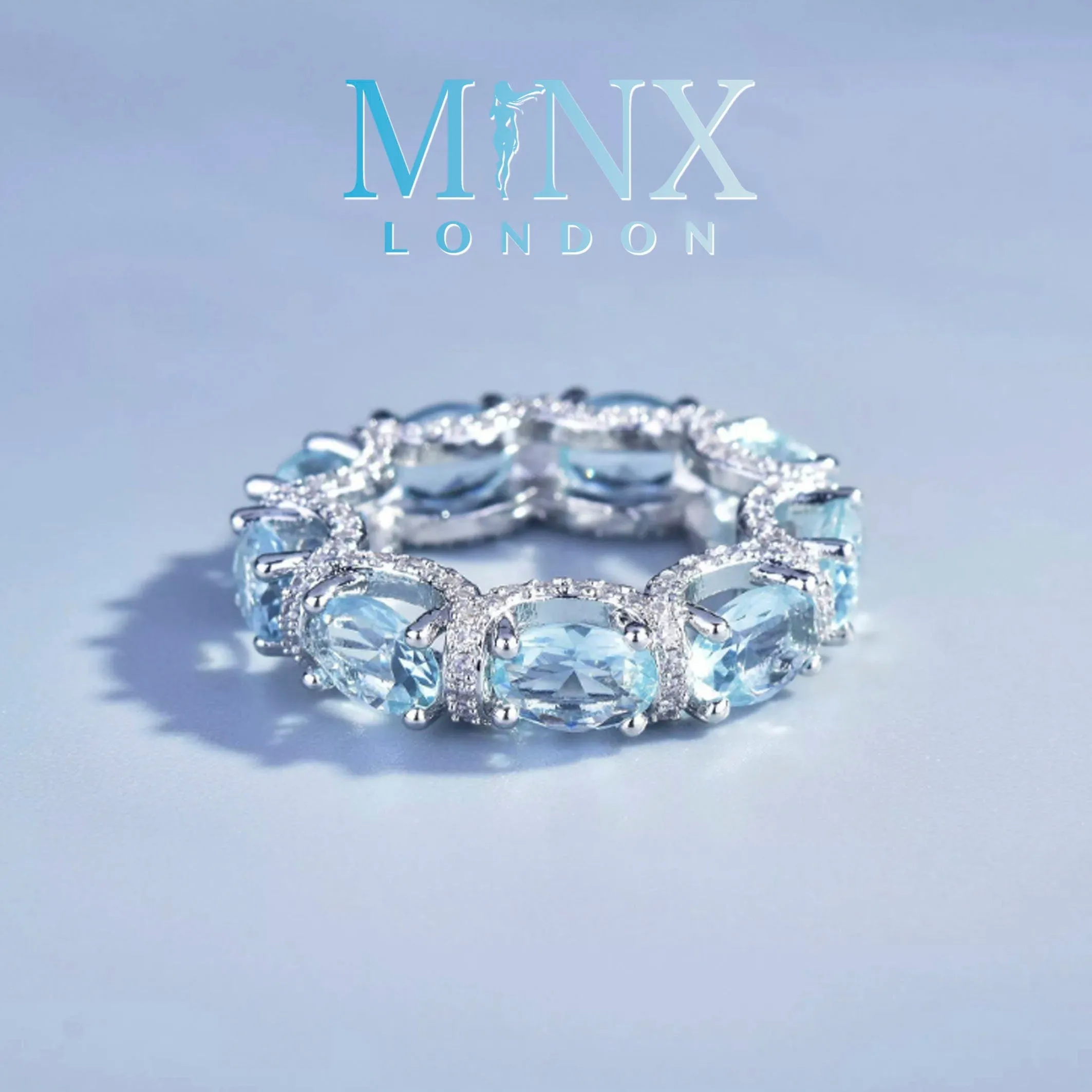 Womens Eternity Ring | Eternity Ring | Blue Diamond Ring | Aquamarine Diamond Ring | Aquamarine Engagement Ring |  Topaz Diamond Ring