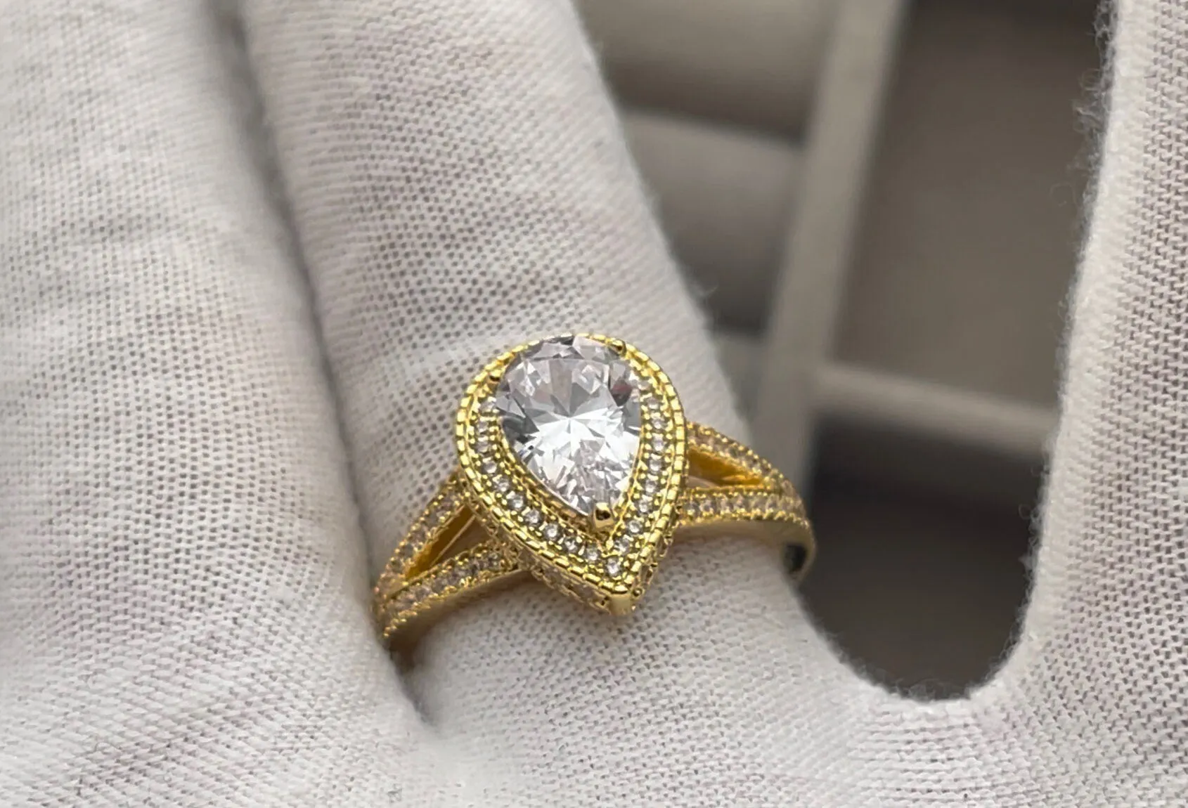 Womens Gold Engagement Ring | Pear Shape Ring | Gold Pear Shape ring | Gold Diamond Ring | Teardrop Engagement Ring | Teardrop Ring