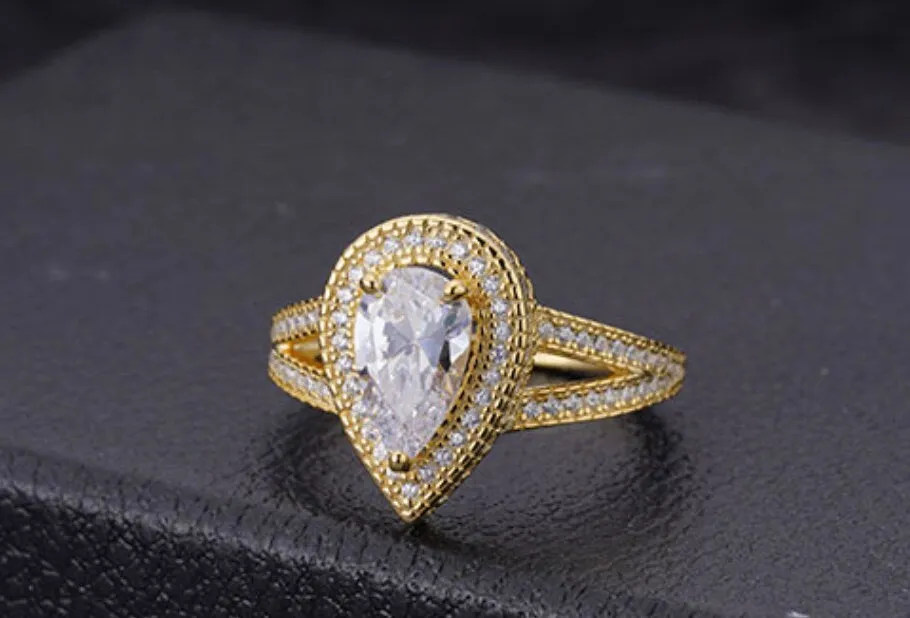 Womens Gold Engagement Ring | Pear Shape Ring | Gold Pear Shape ring | Gold Diamond Ring | Teardrop Engagement Ring | Teardrop Ring
