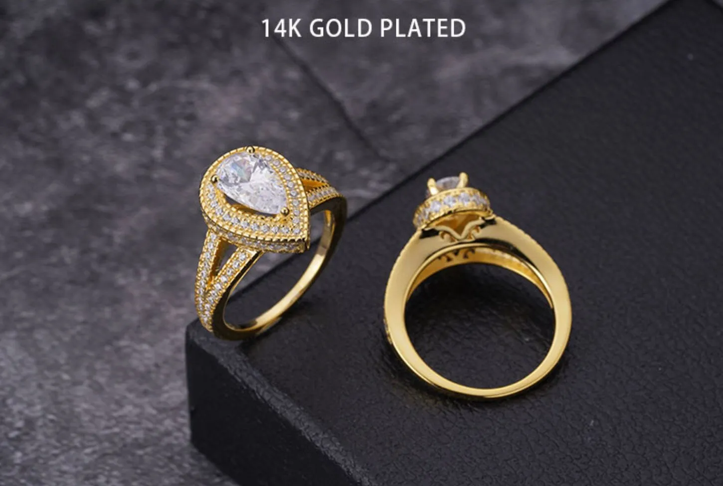 Womens Gold Engagement Ring | Pear Shape Ring | Gold Pear Shape ring | Gold Diamond Ring | Teardrop Engagement Ring | Teardrop Ring