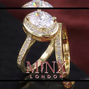 Womens Gold ring | Womens Gold Wedding Ring Set | Womens Gold Diamond Ring | Gold Ring with Diamonds | Gold Halo Engagement Ring | Halo Ring