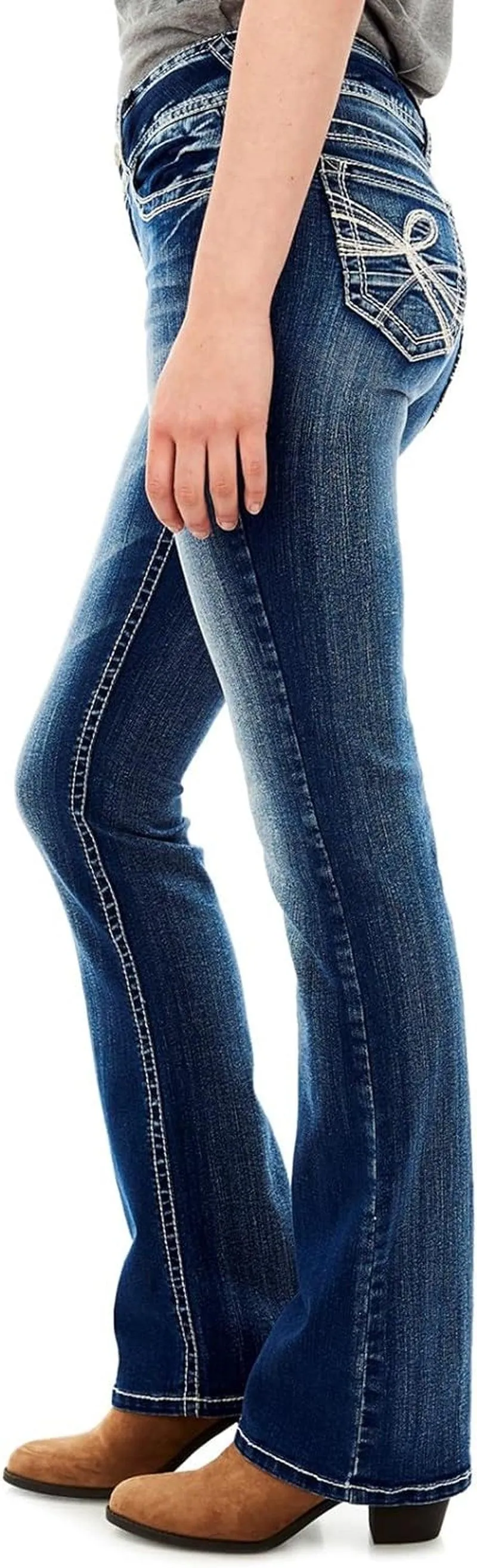 Women'S Luscious Curvy Bootcut Mid-Rise Insta Stretch Juniors Jeans