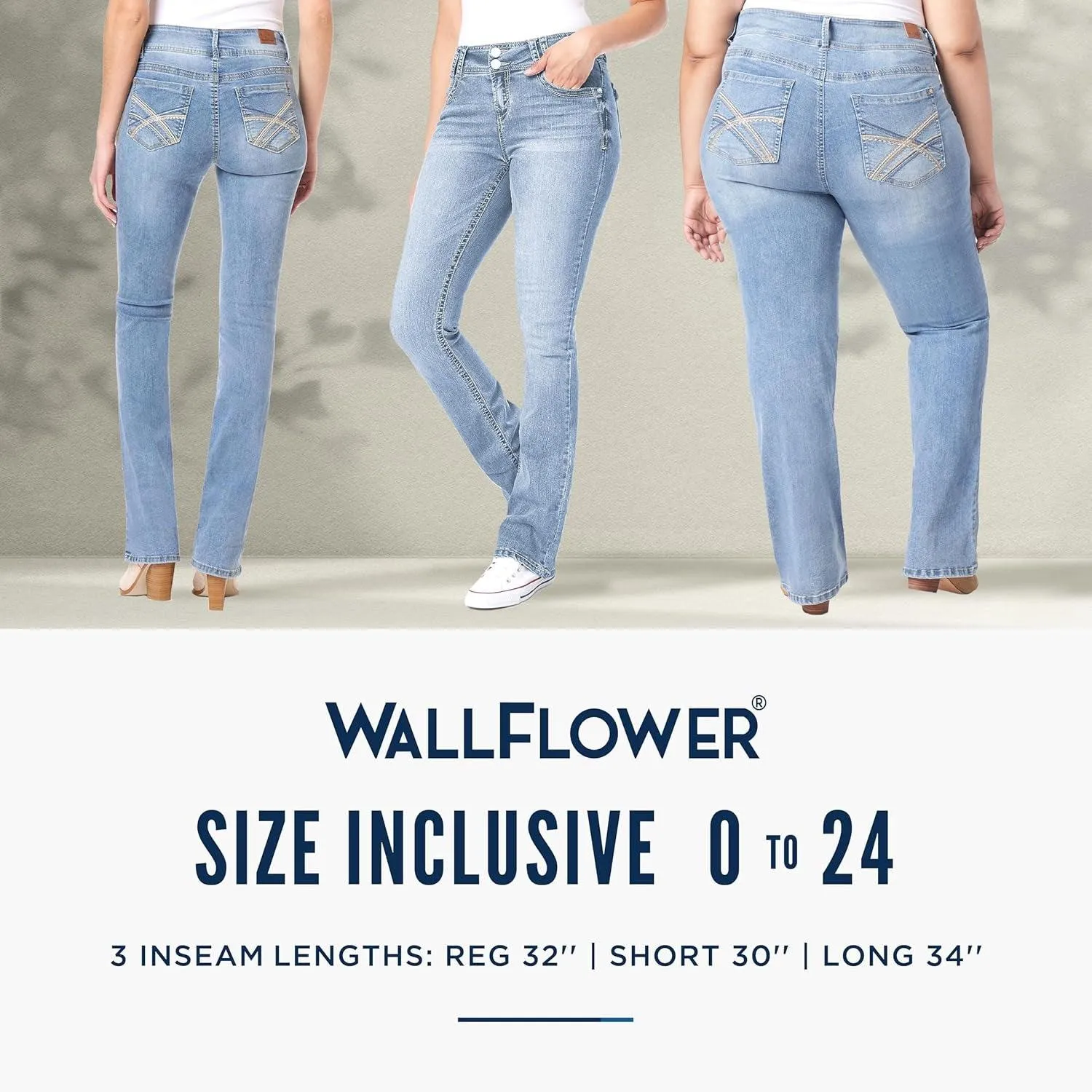 Women'S Luscious Curvy Bootcut Mid-Rise Insta Stretch Juniors Jeans