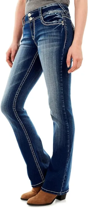 Women'S Luscious Curvy Bootcut Mid-Rise Insta Stretch Juniors Jeans