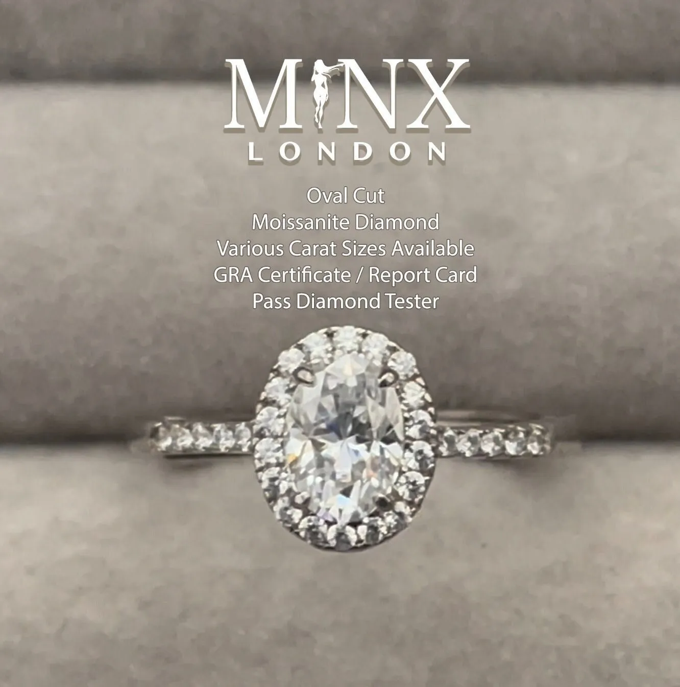 Womens Moissanite Diamond Engagement Ring | 1.0 CT Ring | Oval Engagement Ring | Halo Ring | Oval Ring | Wedding Ring | Moissanite Ring
