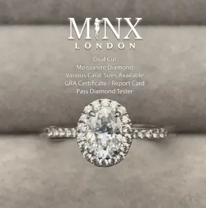 Womens Moissanite Diamond Engagement Ring | 1.0 CT Ring | Oval Engagement Ring | Halo Ring | Oval Ring | Wedding Ring | Moissanite Ring