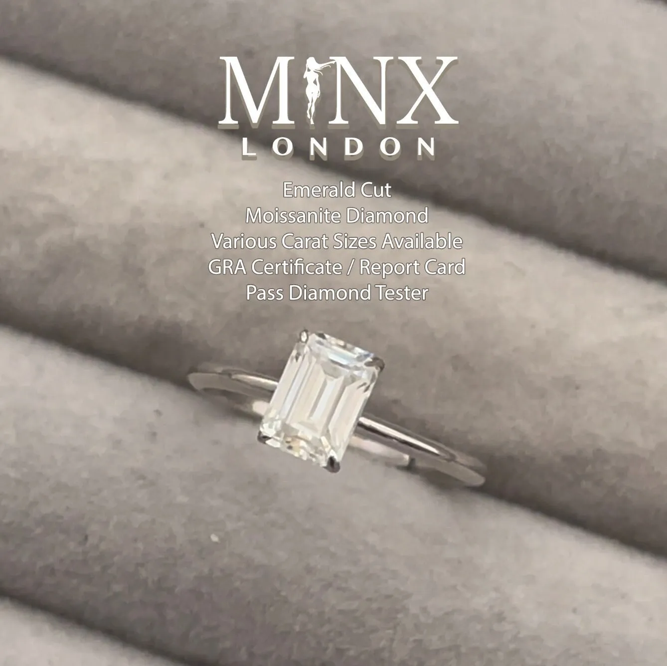Womens Moissanite Diamond Engagement Ring | VVS1 1.0 CT Ring | Emerald Cut Diamond Engagement Ring | Diamond Wedding Ring | Moissanite Ring