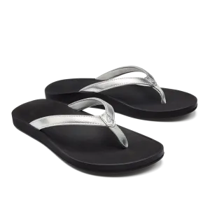 Women's OluKai | Puawe Comfort Sandal | Silver and Black