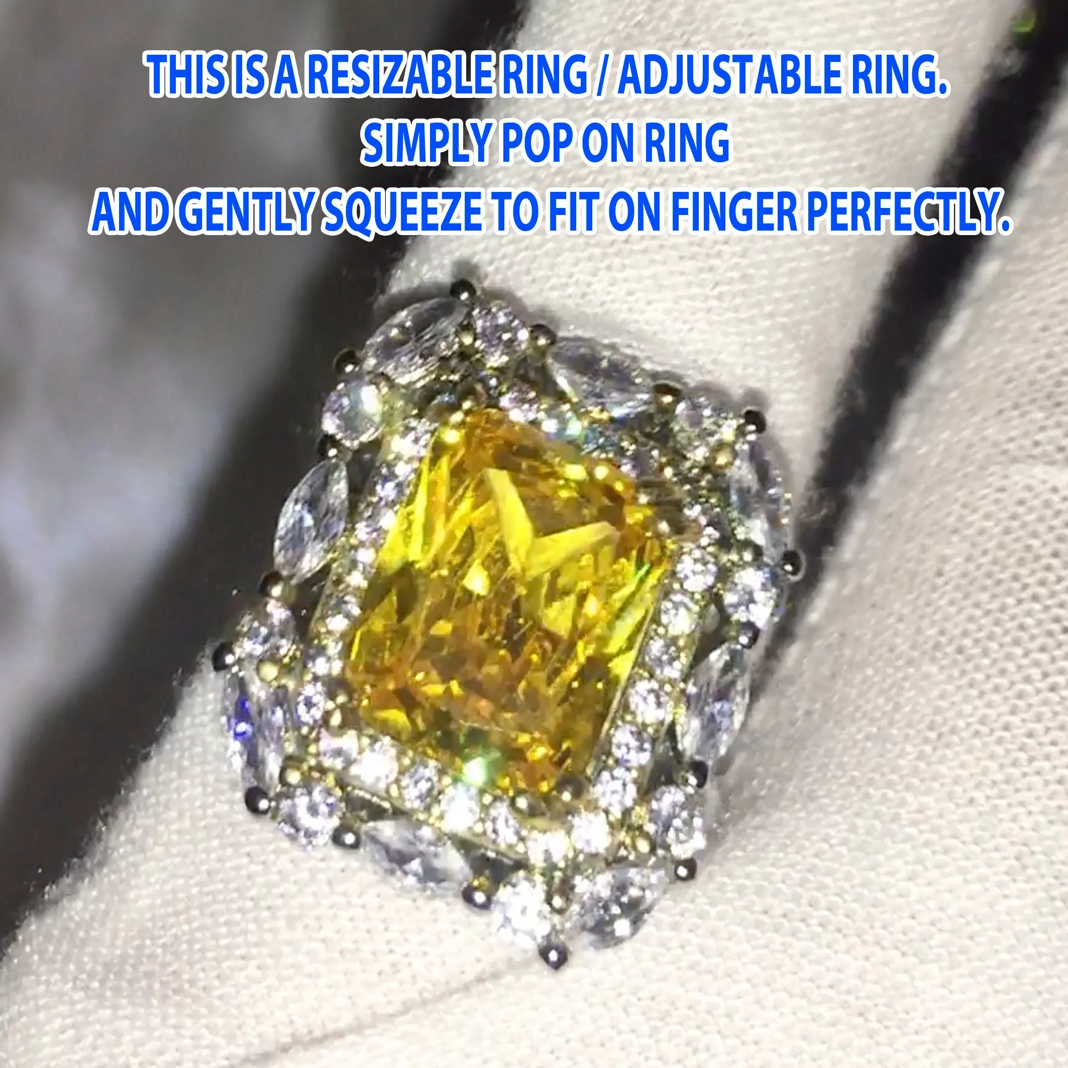 Yellow Diamond Ring | Yellow Diamond Engagement Rings | Canary Yellow Diamond Ring | Baguette Ring | Womens Engagement Ring | Cushion Ring