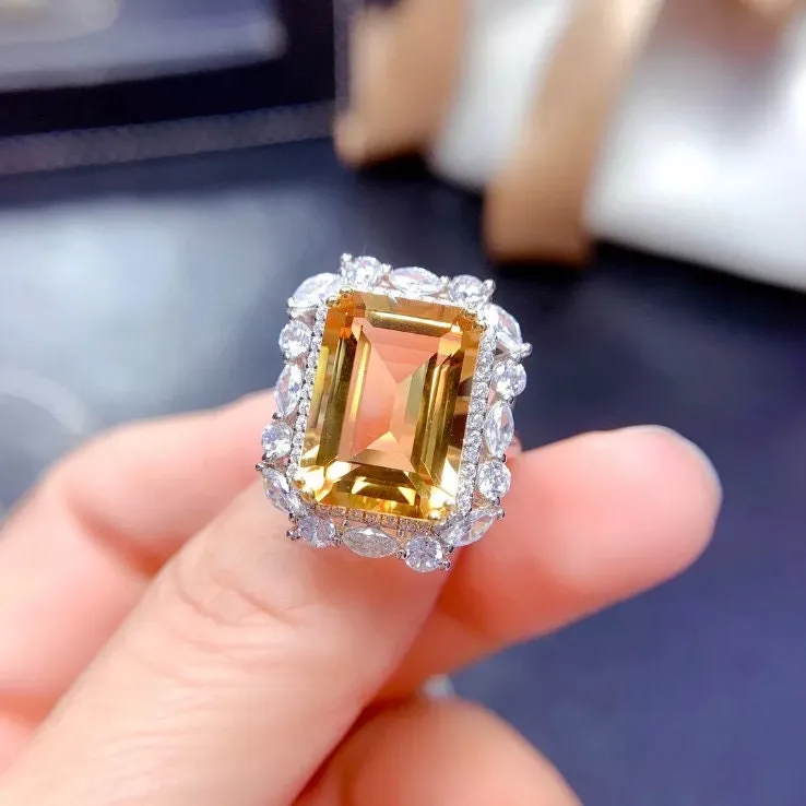 Yellow Diamond Ring | Yellow Diamond Engagement Rings | Canary Yellow Diamond Ring | Baguette Ring | Womens Engagement Ring | Cushion Ring