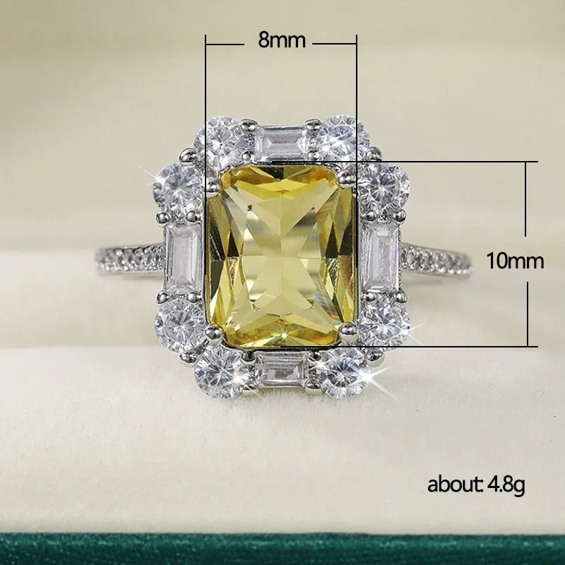 Yellow Diamond Ring | Yellow Diamond Engagement Rings | Canary Yellow Diamond Ring | Baguette Ring | Womens Engagement Ring | Cushion Ring