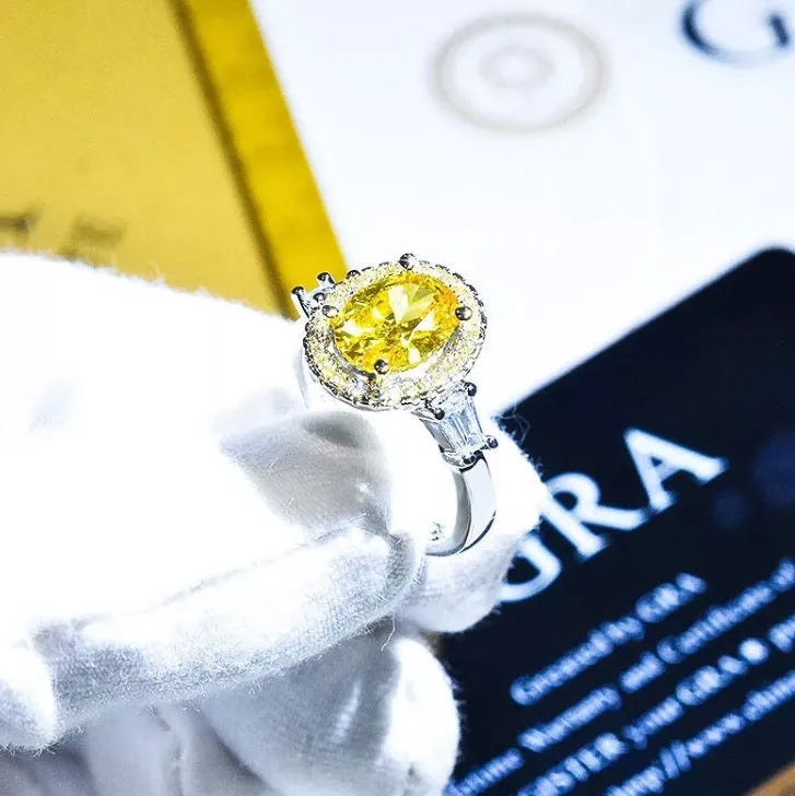 Yellow Diamond Ring | Yellow Diamond Engagement Rings | Canary Yellow Diamond Ring | Halo Wedding Ring | Womens Engagement Ring | Halo Ring