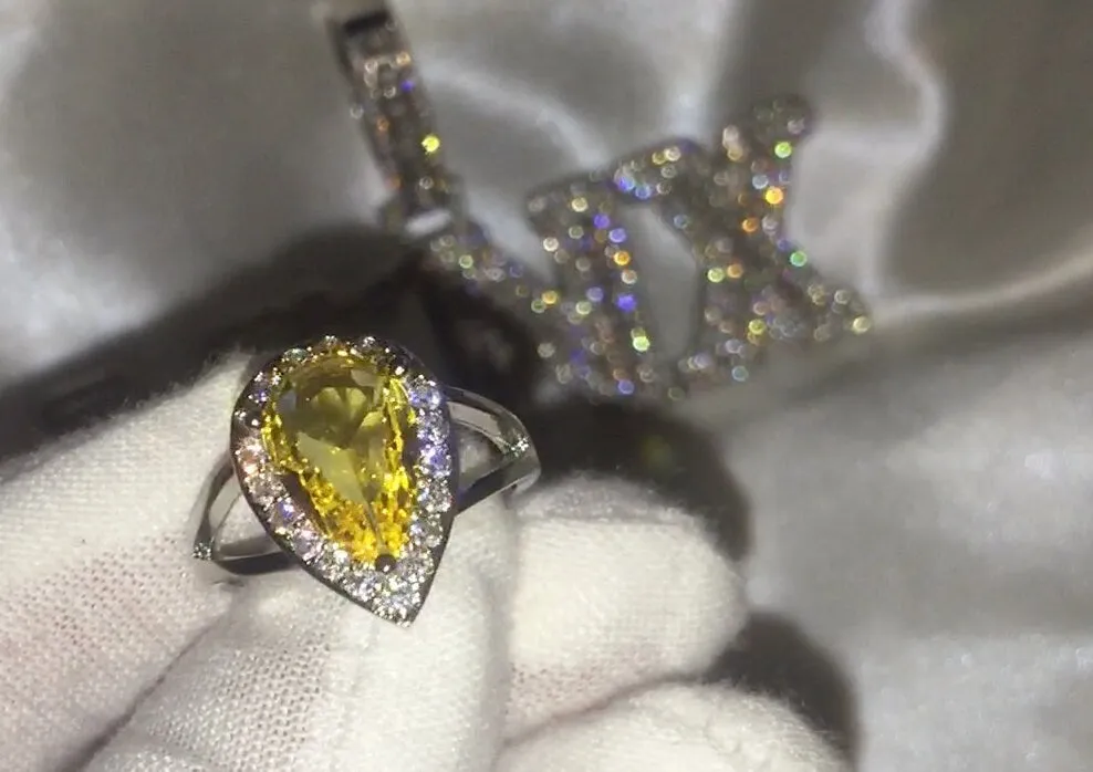 Yellow Diamond Ring | Yellow Diamond Engagement Rings | Canary Yellow Diamond Ring | Pear Shape Ring | Pear Engagement Ring | Teardrop Ring