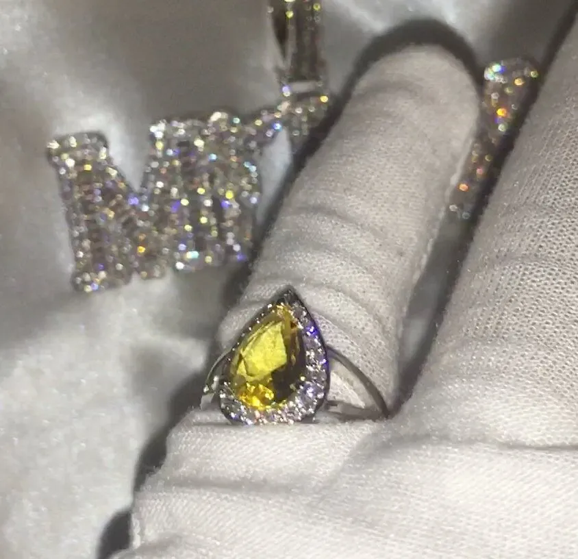 Yellow Diamond Ring | Yellow Diamond Engagement Rings | Canary Yellow Diamond Ring | Pear Shape Ring | Pear Engagement Ring | Teardrop Ring