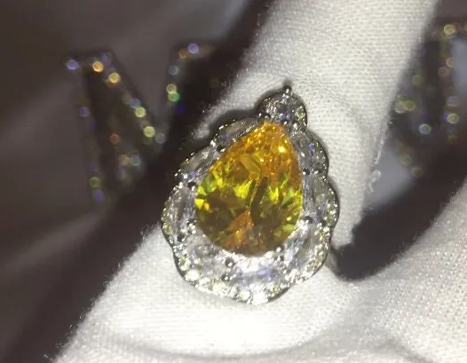 Yellow Diamond Ring | Yellow Diamond Engagement Rings | Yellow Diamond Wedding Ring | Pear Shape Ring | Pear Engagement Ring | Teardrop Ring